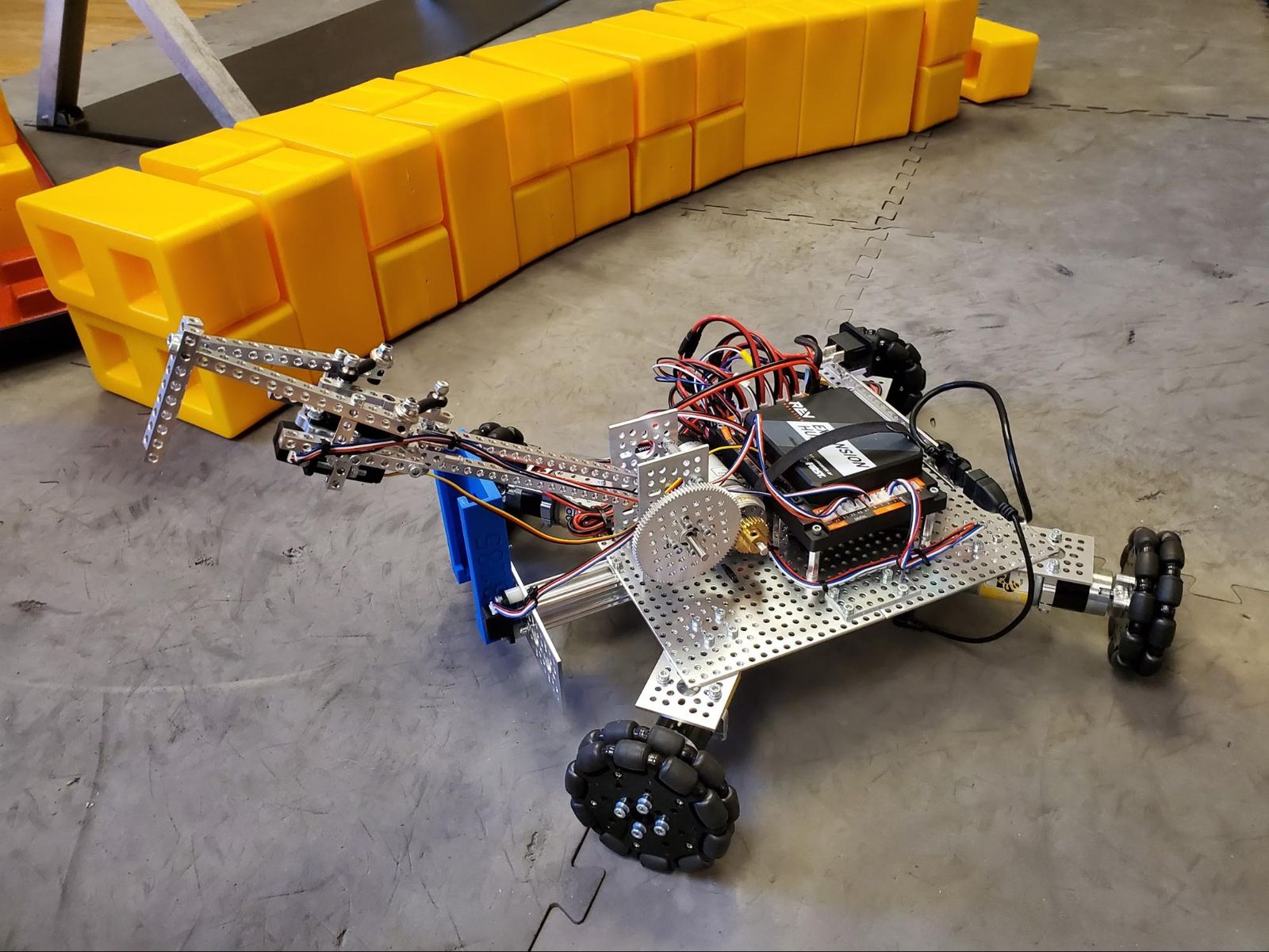 Yellow student-built robot